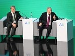 Russian President Vladimir Putin, in red tie, at an AI forum in Moscow with Sberbank CEO Herman Gref. The state-owned lender leads Russia’s AI efforts. Russian President Vladimir Putin, in red tie, at an AI forum in Moscow with Sberbank CEO Herman Gref. The state-owned lender leads Russia’s AI efforts.