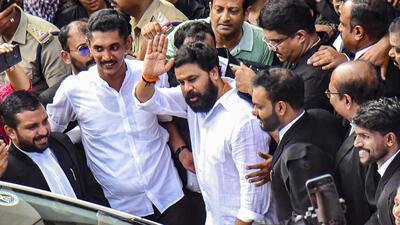 Malayalam actor Dileep leaves the Ernakulam district court following his acquittal in the 2017 sexual assault case involving a south Indian actress in Kochi of Kerala on Monday. (PTI) Malayalam actor Dileep leaves the Ernakulam district court following his acquittal in the 2017 sexual assault case involving a south Indian actress in Kochi of Kerala on Monday. (PTI)