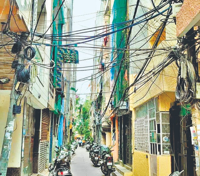 File photo of when the area was filled with a web of overhead wires. (HT)