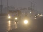 Foggy morning on the Delhi-Meerut expressway. (Sakib Ali/HT)