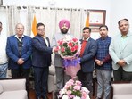 Uttarakhand Governor Lieutenant General Gurmit Singh (Retd.) with a delegation of the Public Relations Society of India at Lok Bhawan in Dehradun, where he was invited to the 47th All India Public Relations Conference. Uttarakhand Governor Lieutenant General Gurmit Singh (Retd.) with a delegation of the Public Relations Society of India at Lok Bhawan in Dehradun, where he was invited to the 47th All India Public Relations Conference.
