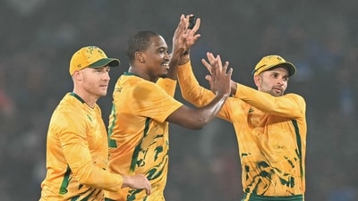 Lungi Ngidi made full use of the conditions with his smart changes of pace, finishing with impressive figures of 3/31, but India still pushed their total to a competitive 175/6. (AFP)