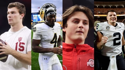 Fernando Mendoza (L), Jeremiyah Love (2nd from left), Julian Sayin (3rd from left) and Diego Pavia were announced as the 2025 Heisman Trophy finalists. (AP) Fernando Mendoza (L), Jeremiyah Love (2nd from left), Julian Sayin (3rd from left) and Diego Pavia were announced as the 2025 Heisman Trophy finalists. (AP)