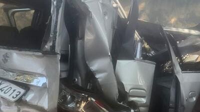 The mangled Wagon-R in which Lachiram, 42 and Kusum Lata, 38, had bled to death on December 2 in Nuh. (HT Photo) The mangled Wagon-R in which Lachiram, 42 and Kusum Lata, 38, had bled to death on December 2 in Nuh. (HT Photo)