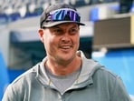 Former Los Angeles Chargers quarterback Philip Rivers watches warmups before an NFL football game between the Chargers and the Denver Broncos, in Inglewood, Calif. Former Los Angeles Chargers quarterback Philip Rivers watches warmups before an NFL football game between the Chargers and the Denver Broncos, in Inglewood, Calif.