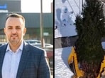 Sam Hussein and Nicholas Huff of Huff's Tree Farm together gifted Dearborn the Christmas tree ahead of the lighting event. Sam Hussein and Nicholas Huff of Huff's Tree Farm together gifted Dearborn the Christmas tree ahead of the lighting event.
