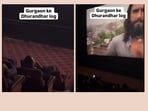 Screenshots from the viral video capturing a man smoking inside the movie theatre at Gurugram. 