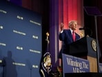 President Trump delivering remarks at a July AI summit in Washington. President Trump delivering remarks at a July AI summit in Washington.