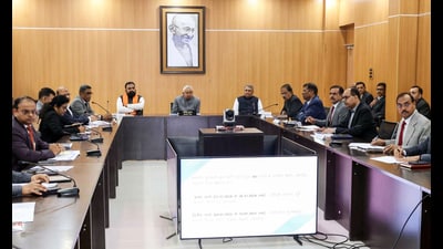Bihar CM Nitish Kumar with Deputy CM Samrat Chaudhary, attend a review meeting on the progress of Pragati Yatra declaration works at Sankalp in Patna on Wednesday. (ANI) Bihar CM Nitish Kumar with Deputy CM Samrat Chaudhary, attend a review meeting on the progress of Pragati Yatra declaration works at Sankalp in Patna on Wednesday. (ANI)