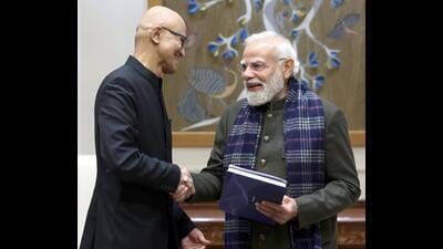 Companies such as Microsoft and Amazon are part of an elite club that is leading the Artificial Intelligence charge in the world. (@satyanadella X/ANI) Companies such as Microsoft and Amazon are part of an elite club that is leading the Artificial Intelligence charge in the world. (@satyanadella X/ANI)