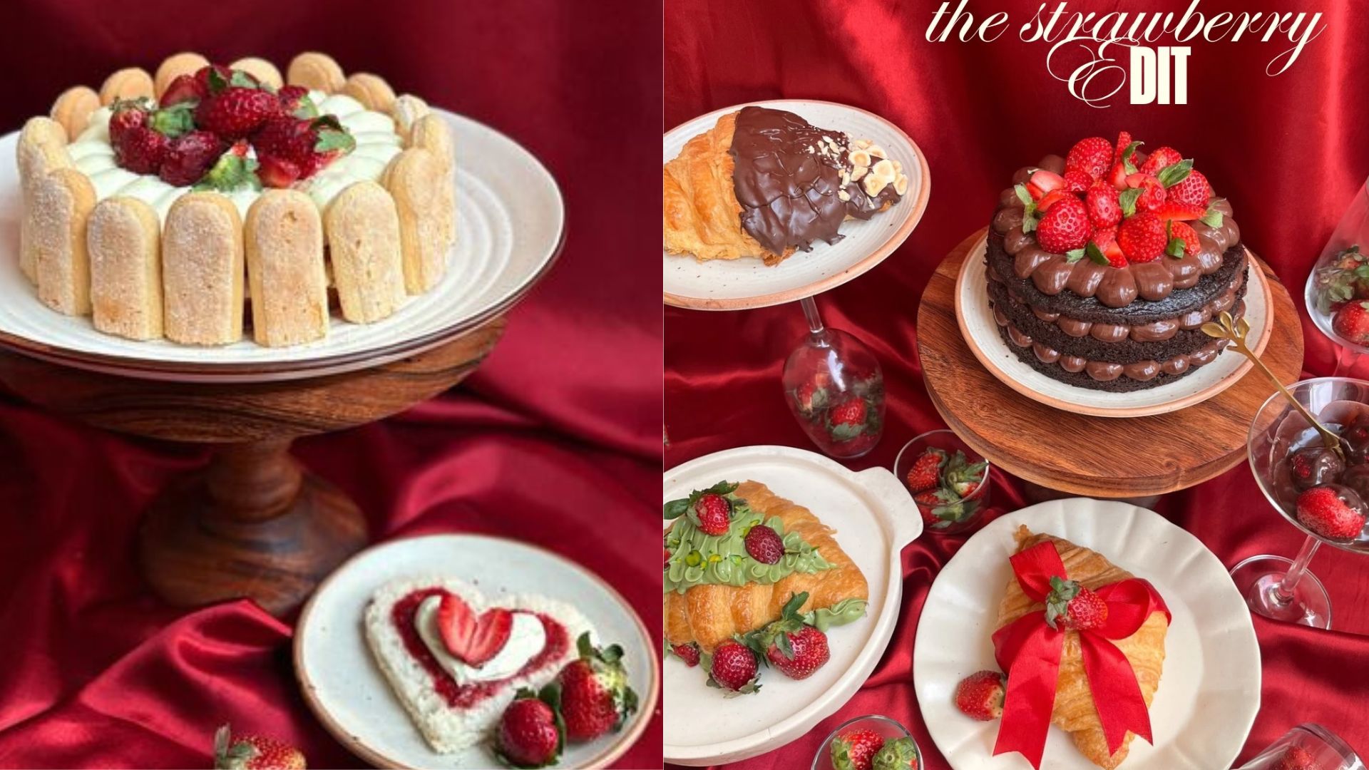 Strawberry-themed bakery items. Strawberry-themed bakery items.