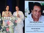 Hema Malini and daughters Esha and Ahana Deol at Dharmendra's prayer meet Hema Malini and daughters Esha and Ahana Deol at Dharmendra's prayer meet
