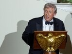 U.S. President Donald Trump speaks during the Congressional Ball in the Grand Foyer at the White House in Washington, D.C., U.S. December 11, 2025.