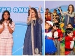 Nita Ambani and Isha Ambani attend Prithvi, Aadiya and Krishna's annual day. 