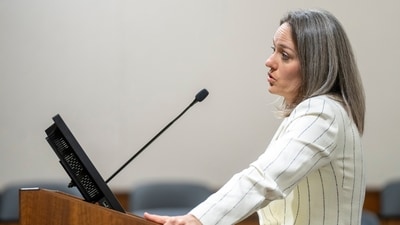 Staci Visser, an attorney for Tyler Robinson, who is accused of fatally shooting Charlie Kirk, speaks during Robinson's hearing, Thursday, Dec. 11, 2025, in Fourth District Court in Provo, Utah (AP)