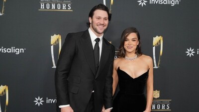Josh Allen and Hailee Steinfeld on the red carpet before Super Bowl LIX NFL Honors at Saenger Theatre. (USA TODAY Sports via Reuters Con)