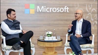 Mumbai, Dec 12 (ANI): Maharashtra Chief Minister Devendra Fadnavis meets the Chairman and CEO Microsoft, Satya Nadella, at Microsoft AI Tour, Mumbai' programme, in Mumbai on Friday. (@Dev_Fadnavis X/ANI Photo) (@Dev_Fadnavis X) Mumbai, Dec 12 (ANI): Maharashtra Chief Minister Devendra Fadnavis meets the Chairman and CEO Microsoft, Satya Nadella, at Microsoft AI Tour, Mumbai' programme, in Mumbai on Friday. (@Dev_Fadnavis X/ANI Photo) (@Dev_Fadnavis X)