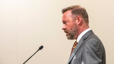 David Reymann, an attorney representing media organizations, speaks during a hearing for Tyler Robinson, the man accused of killing Charlie Kirk at Utah Valley University, in Fourth District Court in Provo, Utah, U.S., December 11, 2025 (via REUTERS)
