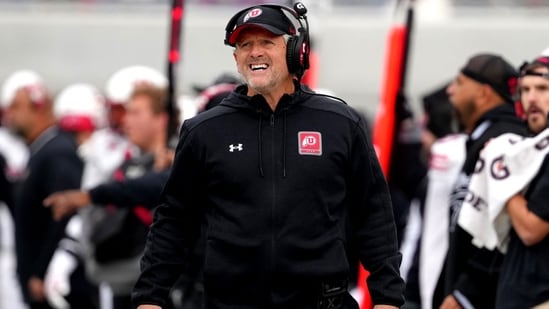Kyle Whittingham of the Utah Utes watches his team. (Getty Images via AFP)