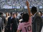 Lionel Messi with fans at Salt Lake stadium in Kolkata. Lionel Messi with fans at Salt Lake stadium in Kolkata.