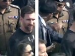 A police official could be seen trying to break through Lionel Messi's security cordon. A police official could be seen trying to break through Lionel Messi's security cordon.