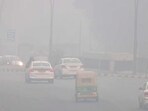 Vehicles commute through the Dhaula Kuan area covered with smog as the Air Quality Index (AQI) reaches the 'Very Poor' category at 376, according to the Central Pollution Control Board, in New Delhi on Saturday. Vehicles commute through the Dhaula Kuan area covered with smog as the Air Quality Index (AQI) reaches the 'Very Poor' category at 376, according to the Central Pollution Control Board, in New Delhi on Saturday.
