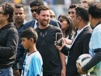 Argentine soccer star Lionel Messi, center, arrives at the Salt Lake Stadium, in Kolkata, India, Saturday, Dec. 13, 2025. Argentine soccer star Lionel Messi, center, arrives at the Salt Lake Stadium, in Kolkata, India, Saturday, Dec. 13, 2025.