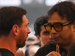 Main organiser of Messi’s GOAT tour of India, Satadru Dutta (R) , seen with the Argentine superstar, was arrested on Saturday over the chaos at the Salt Lake Stadium. (Samir Jana/HT Photo) Main organiser of Messi’s GOAT tour of India, Satadru Dutta (R) , seen with the Argentine superstar, was arrested on Saturday over the chaos at the Salt Lake Stadium. (Samir Jana/HT Photo)