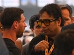 Organiser Satadru Dutta (R) with Argentina football star Lionel Messi has been detained over chaos at the Salt Lake Stadium during Messi's India Tour in Kolkata, India, on Saturday, December 13, 2025. Organiser Satadru Dutta (R) with Argentina football star Lionel Messi has been detained over chaos at the Salt Lake Stadium during Messi's India Tour in Kolkata, India, on Saturday, December 13, 2025.