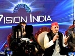 Samajwadi Party (SP) president Akhilesh Yadav, speaking at the Vision India Summit in Hyderabad, on Saturday. (Sourced) Samajwadi Party (SP) president Akhilesh Yadav, speaking at the Vision India Summit in Hyderabad, on Saturday. (Sourced)
