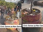A Man called out littering at Palam Market after recording people throwing trash into flower pots. A Man called out littering at Palam Market after recording people throwing trash into flower pots.