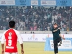 Hyderabad, Dec 13 (ANI): Argentine footballer Lionel Messi kicks the ball during an exhibition match at Rajiv Gandhi International Cricket Stadium, in Hyderabad on Saturday. Telangana Chief Minister Revanth Reddy also present. (@revanth_anumula X/ANI Photo) Hyderabad, Dec 13 (ANI): Argentine footballer Lionel Messi kicks the ball during an exhibition match at Rajiv Gandhi International Cricket Stadium, in Hyderabad on Saturday. Telangana Chief Minister Revanth Reddy also present. (@revanth_anumula X/ANI Photo)