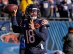 Chicago Bears quarterback Caleb Williams (18) passes in the first half of an NFL football game against the Cleveland Browns Chicago Bears quarterback Caleb Williams (18) passes in the first half of an NFL football game against the Cleveland Browns