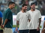 Lionel Messi, centre, and his Inter Miami teammates Rodrigo De Paul, right, and Luis Suarez will attend the Delhi event on Monday. Lionel Messi, centre, and his Inter Miami teammates Rodrigo De Paul, right, and Luis Suarez will attend the Delhi event on Monday.