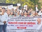 Mumbai, India. Dec 05, 2025 - Teachers across Mumbai held a protest at the Education Department office in Chembur against the implementation of the state government's new Sanch Manyata policy for teacher appointments.Mumbai, India. Dec 05, 2025. (Photo by Raju Shinde/HT Photo) (Raju Shinde)