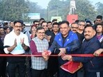 The Bokaro district administration on Sunday organised the ‘Happy Street’ programme at Gandhi Chowk in Sector-04, BS City (HT Photo)
