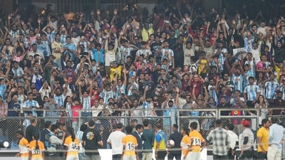 Lionel Messi enjoyed a never-to-be-forgotten outing at the Wankhede which was packed to the brim by his, and of course, Barca fans. (AP)