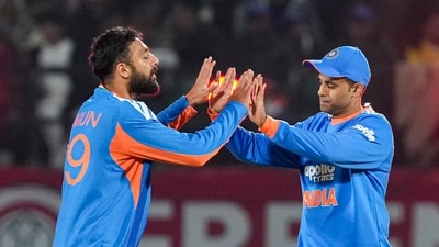 Arshdeep Singh, Harshit Rana, Varun Chakaravarthy and Kuldeep Yadav got two-wicket hauls for India. (PTI) Arshdeep Singh, Harshit Rana, Varun Chakaravarthy and Kuldeep Yadav got two-wicket hauls for India. (PTI)