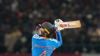Abhishek Sharma gave India a strong start, smashing 35 off 18 balls. (PTI) Abhishek Sharma gave India a strong start, smashing 35 off 18 balls. (PTI)