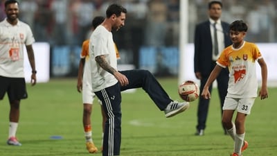 Lionel Messi spent time playing football with young fans in the stadium, creating an unforgettable and magical experience for them. (REUTERS)