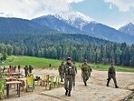 File photo of Indian security officers inspecting the site a day after where militants indiscriminately opened fire at tourists in Pahalgam, J&K. 
