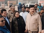 Inspections covered Hero Honda Chowk, Badshahpur drain and metro corridors, with orders on slip roads, drain cleaning and CSR use for public spaces. (HT ) Inspections covered Hero Honda Chowk, Badshahpur drain and metro corridors, with orders on slip roads, drain cleaning and CSR use for public spaces. (HT )