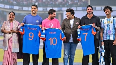 The players were also presented jerseys of the Indian cricket team. (@JayShah) The players were also presented jerseys of the Indian cricket team. (@JayShah)