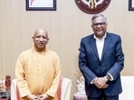 Chief minister Yogi Adityanath with chairman of Tata Sons N Chandrasekaran during a meeting, in Lucknow. (@myogiadityanath/X via PTI Photo) Chief minister Yogi Adityanath with chairman of Tata Sons N Chandrasekaran during a meeting, in Lucknow. (@myogiadityanath/X via PTI Photo)