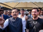 Argentine footballer Lionel Messi with West Bengal Sports Minister Aroop Biswas during an event as part of his 'G.O.A.T. India Tour 2025' in Kolkata. Argentine footballer Lionel Messi with West Bengal Sports Minister Aroop Biswas during an event as part of his 'G.O.A.T. India Tour 2025' in Kolkata.