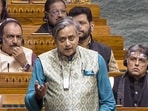 Congress MP Shashi Tharoor speaks in the Lok Sabha during the Winter session of Parliament, in New Delhi, on Tuesday, Congress MP Shashi Tharoor speaks in the Lok Sabha during the Winter session of Parliament, in New Delhi, on Tuesday,