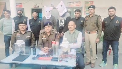 Accused in police custody in Rewari on Tuesday. (HT Photo)