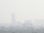On Monday, Greater Noida was recorded the most polluted city in the country with an AQI of 447, followed by Noida at 437 and Ghaziabad at 444. On Sunday, Noida recorded an AQI of 466, while Greater Noida and Ghaziabad logged 435 and 459, respectively. (Sunil Ghosh/HT Photo)