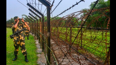 Border Security Force (BSF) personnel stand guard along the India-Bangladesh border (PTI FILE/Representative Image) Border Security Force (BSF) personnel stand guard along the India-Bangladesh border (PTI FILE/Representative Image)