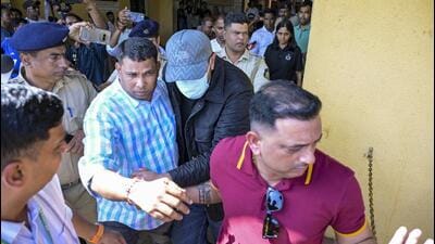 North Goa: One of the Luthra brothers, co-owners of the Birch by Romeo Lane nightclub, being escorted by police personnel after medical examination at the district hospital (PTI)